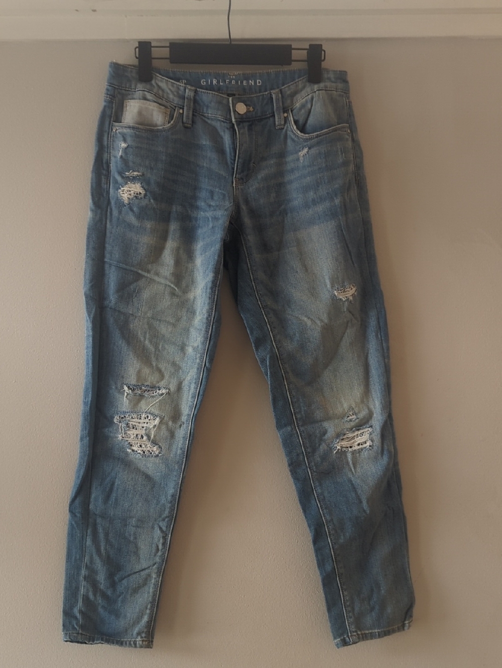 White House Black Market Distressed Blue Boyfriend Jeans